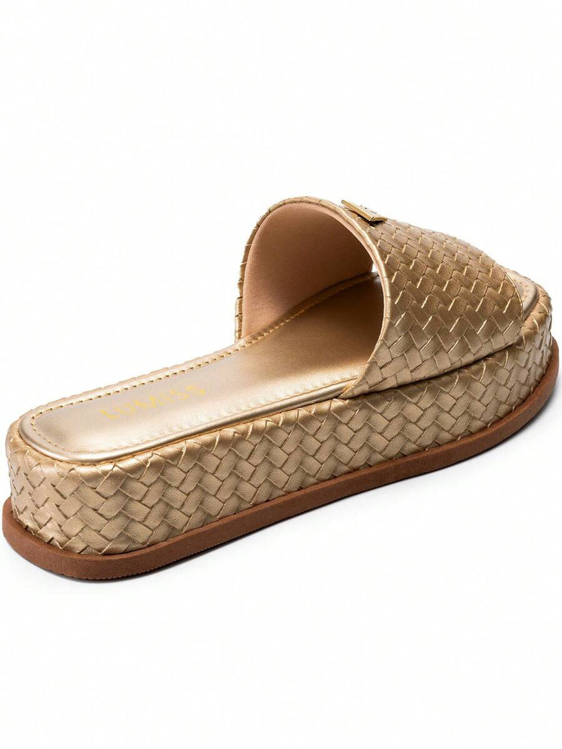 Lumiss Sandália Tamanco Feminino Flatform Confortável Chinelo Juta Lumiss