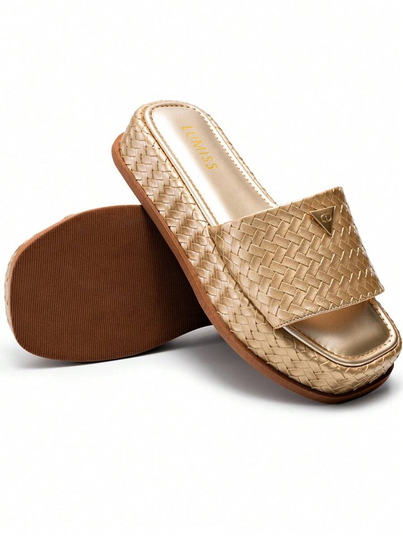 Lumiss Sandália Tamanco Feminino Flatform Confortável Chinelo Juta Lumiss