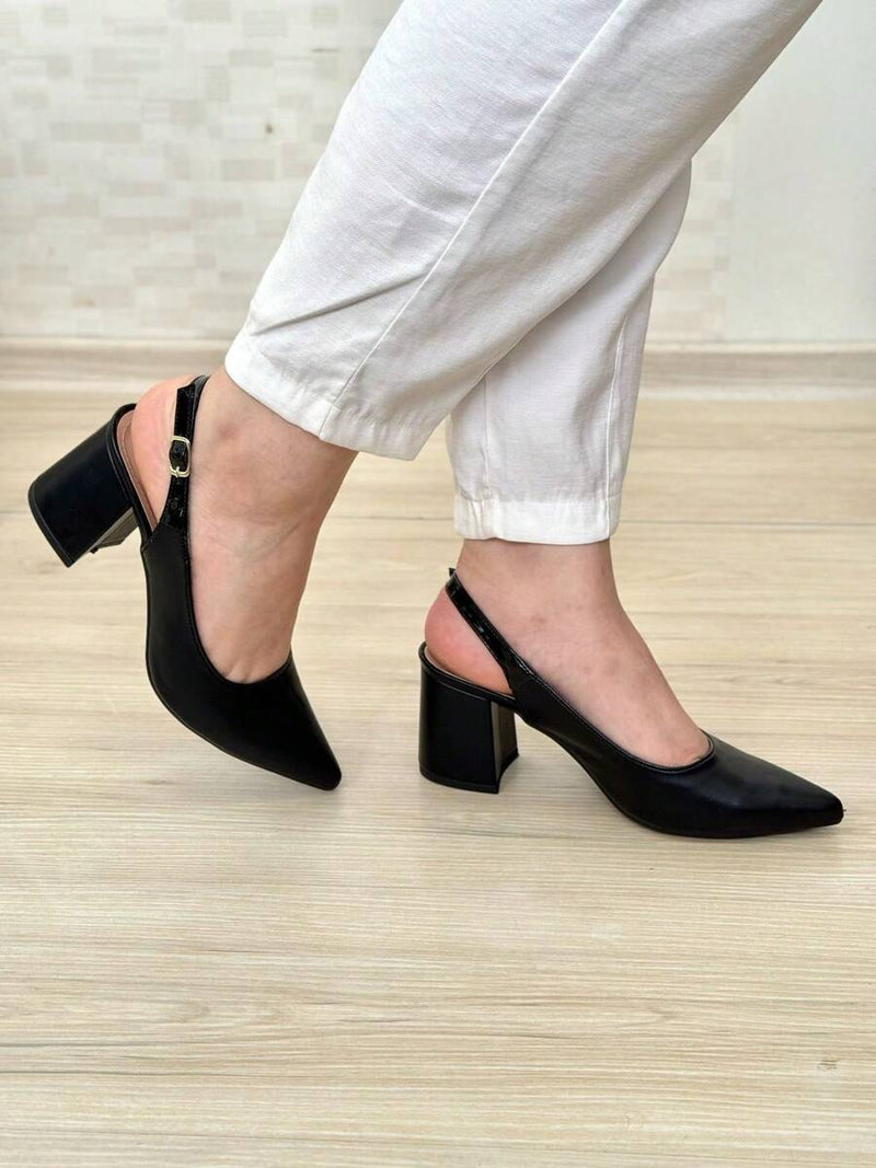 SCARPIN SALTO BLOCO ABERTO ATRÁS Confortável sapatos feminina elegante salto feminino
