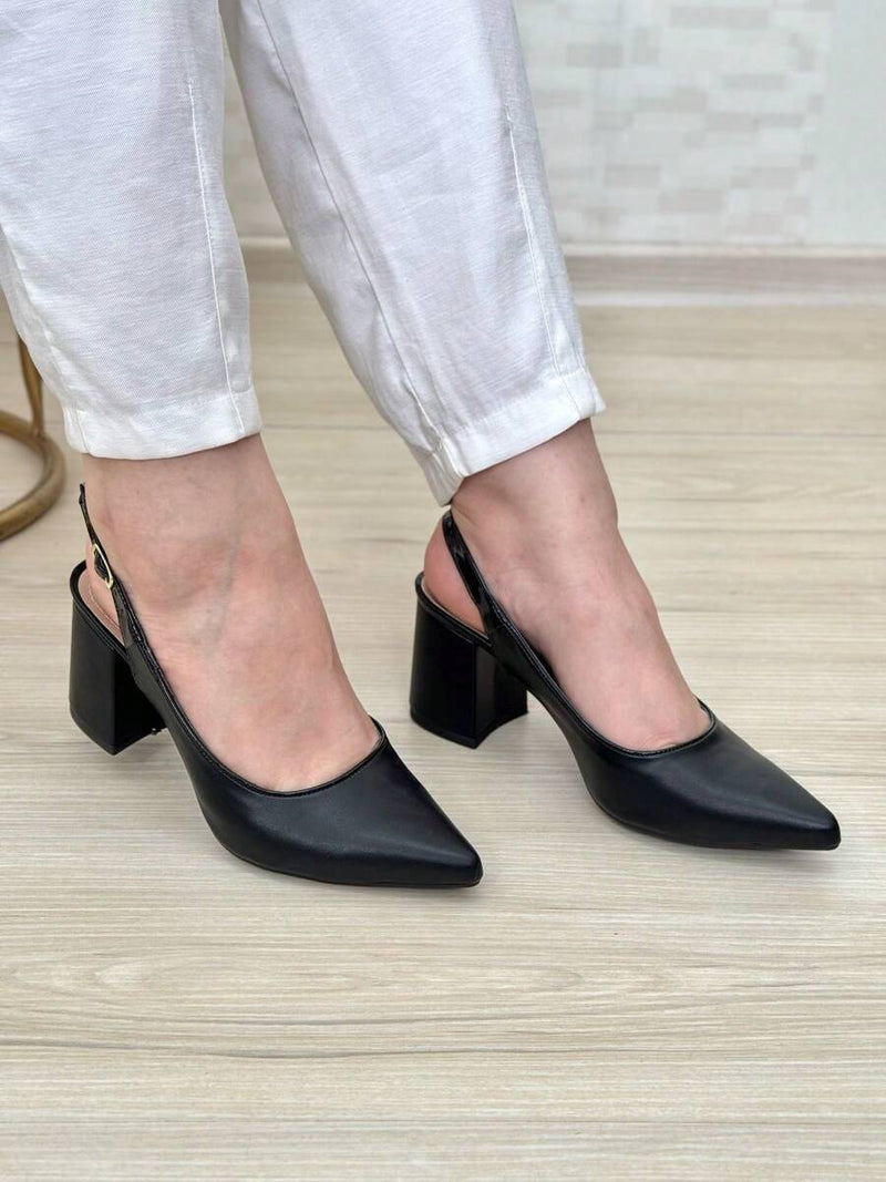 SCARPIN SALTO BLOCO ABERTO ATRÁS Confortável sapatos feminina elegante salto feminino