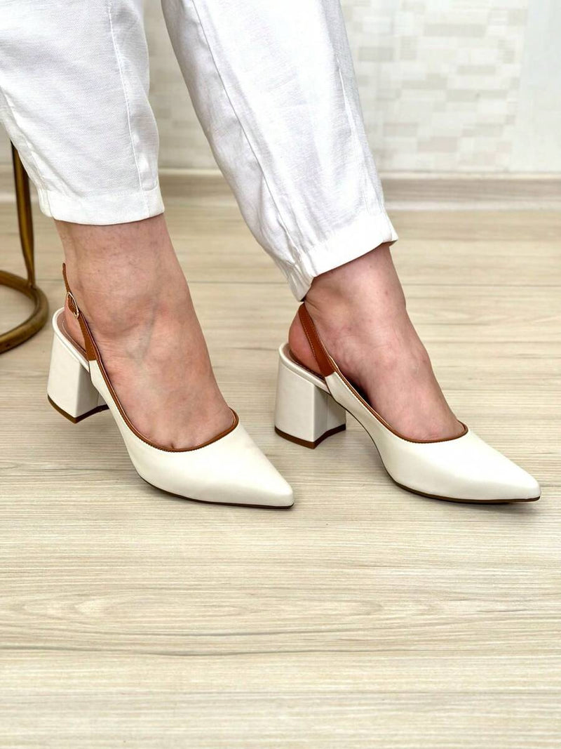 SCARPIN SALTO BLOCO ABERTO ATRÁS Confortável sapatos feminina elegante salto feminino
