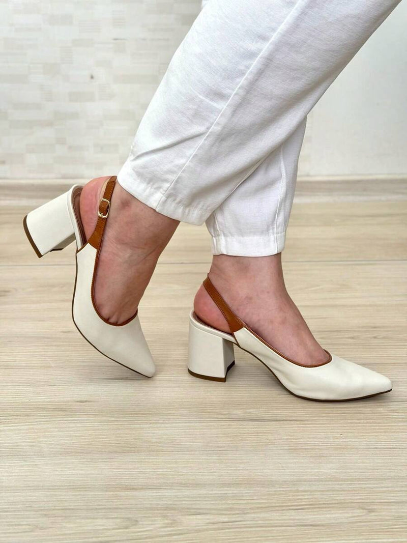 SCARPIN SALTO BLOCO ABERTO ATRÁS Confortável sapatos feminina elegante salto feminino
