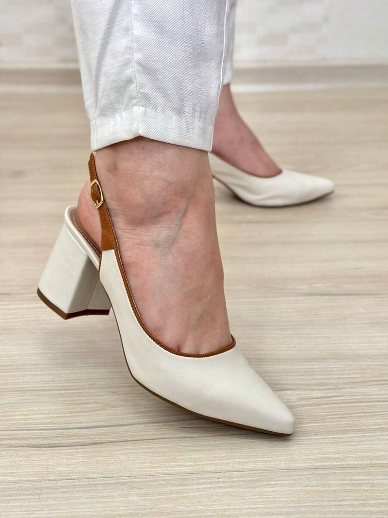 SCARPIN SALTO BLOCO ABERTO ATRÁS Confortável sapatos feminina elegante salto feminino