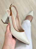 SCARPIN SALTO BLOCO ABERTO ATRÁS Confortável sapatos feminina elegante salto feminino