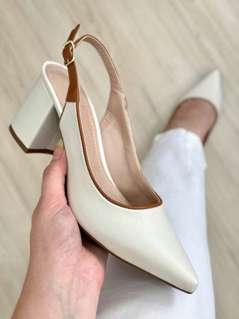 SCARPIN SALTO BLOCO ABERTO ATRÁS Confortável sapatos feminina elegante salto feminino