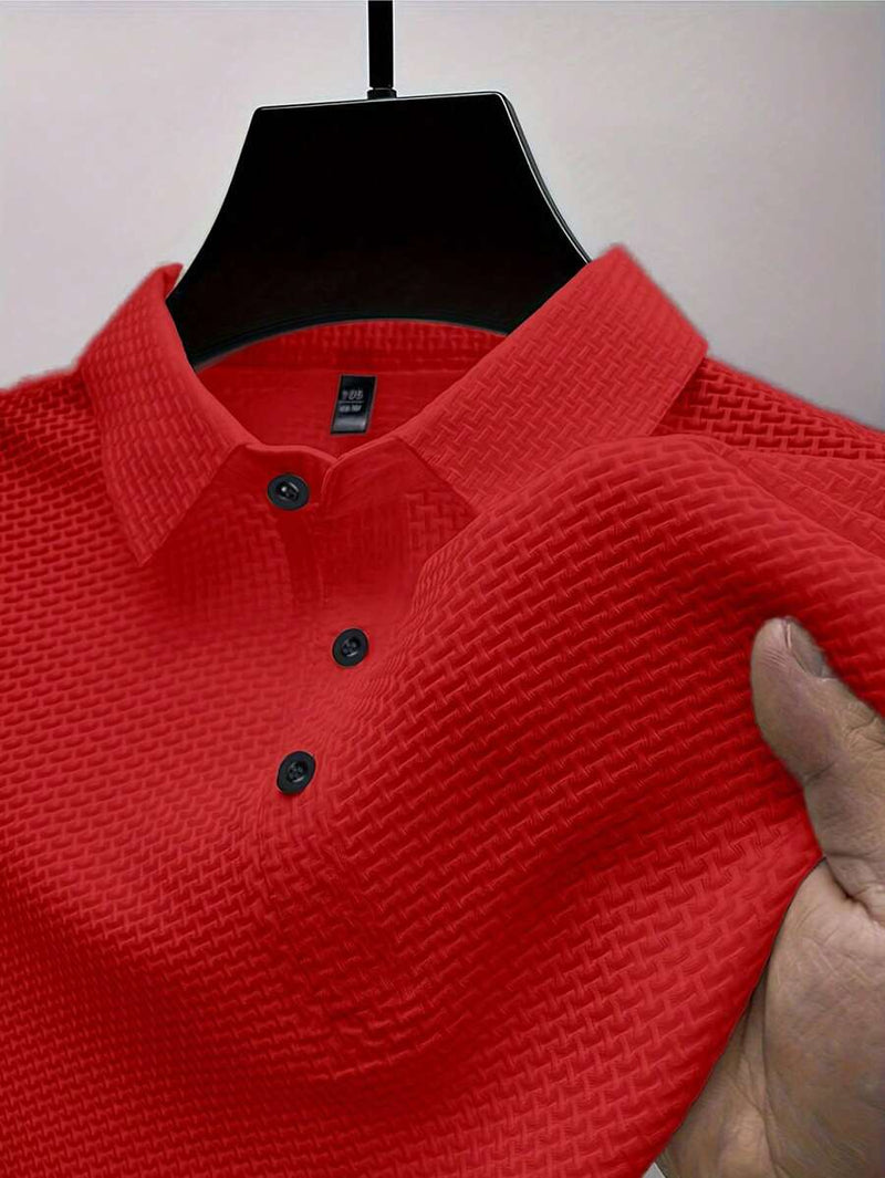 Manfinity Homme Camisa Polo Casual Masculina Sólida e Texturizada para o Verão, para Golfe