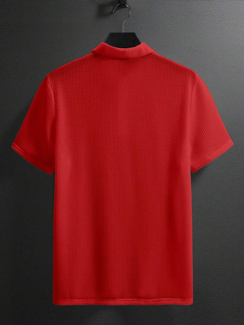 Manfinity Homme Camisa Polo Casual Masculina Sólida e Texturizada para o Verão, para Golfe