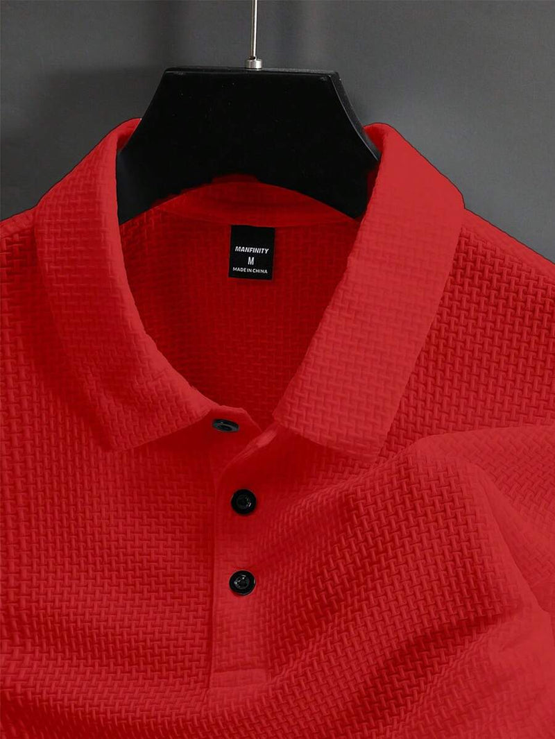 Manfinity Homme Camisa Polo Casual Masculina Sólida e Texturizada para o Verão, para Golfe