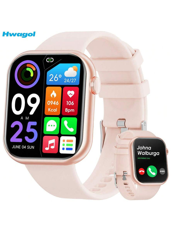 Hwagol Relógio Inteligente Atualizado 2025 (Atender/Fazer Chamadas), Tela de 1,85 Polegadas, Capacidade de Bateria de 230mAh, Relógio Inteligente Adequado para Homens e Mulheres, Rastreador de Fitness, Vários Modos Esportivos, Contador de Passos e Caloria