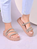 Papete Birken Sandalia Feminina De Brilho Rasteirinha de Strass Chinelo Delicada Confortavel Macia