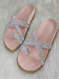 Papete Birken Feminina Flat Strass Brilho Confortável