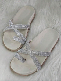 Papete Birken Feminina Flat Strass Brilho Confortável