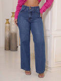 Calça Jeans Feminina Pantalona Wide Leg 100% Jeans Boca Larga Gaven Tecido Grosso Premium Boca de Sino