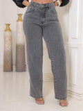 Calça Jeans Feminina Pantalona Wide Leg 100% Jeans Boca Larga Gaven Tecido Grosso Premium Boca de Sino