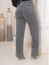 Calça Jeans Feminina Pantalona Wide Leg 100% Jeans Boca Larga Gaven Tecido Grosso Premium Boca de Sino