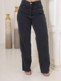 Calça Jeans Feminina Pantalona Wide Leg 100% Jeans Boca Larga Gaven Tecido Grosso Premium Boca de Sino