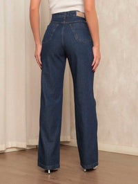 Calça Jeans Feminina Wide Leg Tecido 100% Jeans Cintura Alta Na Promoção