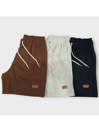 Kit 3 Shorts De Linho Premium Shorts Mauricinho Masculino Casual Basico Confortavel Detalhe Etiqueta De Couro