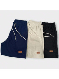 Kit 3 Shorts De Linho Premium Shorts Mauricinho Masculino Casual Basico Confortavel Detalhe Etiqueta De Couro