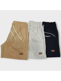 Kit 3 Shorts De Linho Premium Shorts Mauricinho Masculino Casual Basico Confortavel Detalhe Etiqueta De Couro