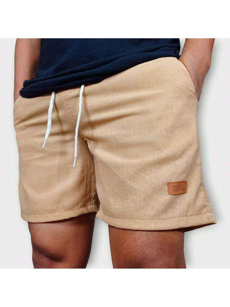 Kit 3 Shorts De Linho Premium Shorts Mauricinho Masculino Casual Basico Confortavel Detalhe Etiqueta De Couro