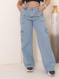 wide leg cargo jeans 100% feminina PROMOÇÃO!