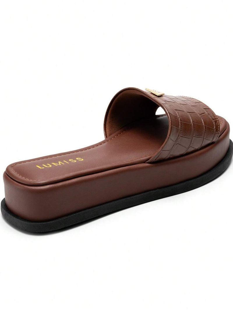 Lumiss Sandália Tamanco Feminino Flatform Confortável Chinelo Juta Lumiss