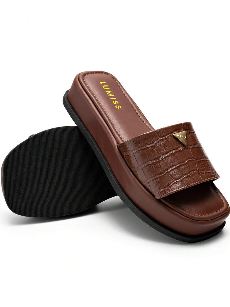 Lumiss Sandália Tamanco Feminino Flatform Confortável Chinelo Juta Lumiss