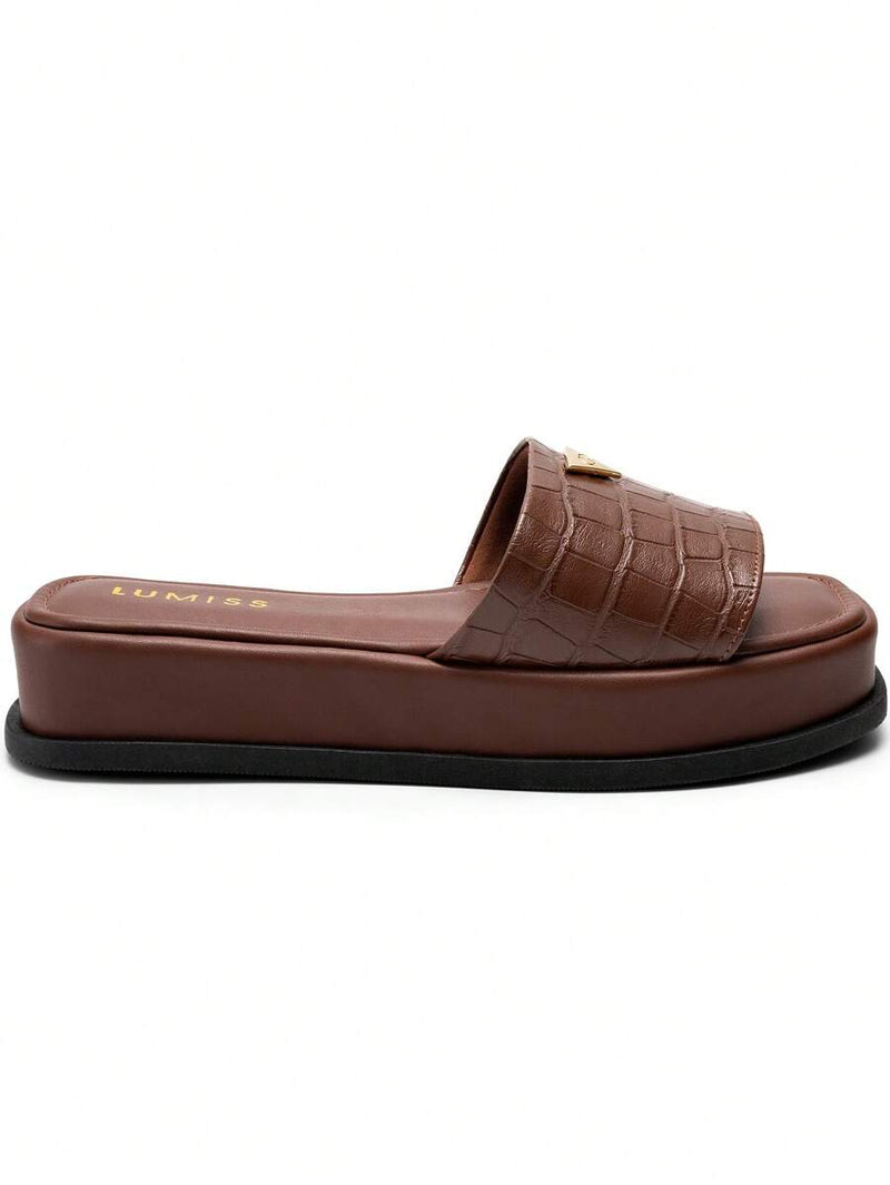 Lumiss Sandália Tamanco Feminino Flatform Confortável Chinelo Juta Lumiss