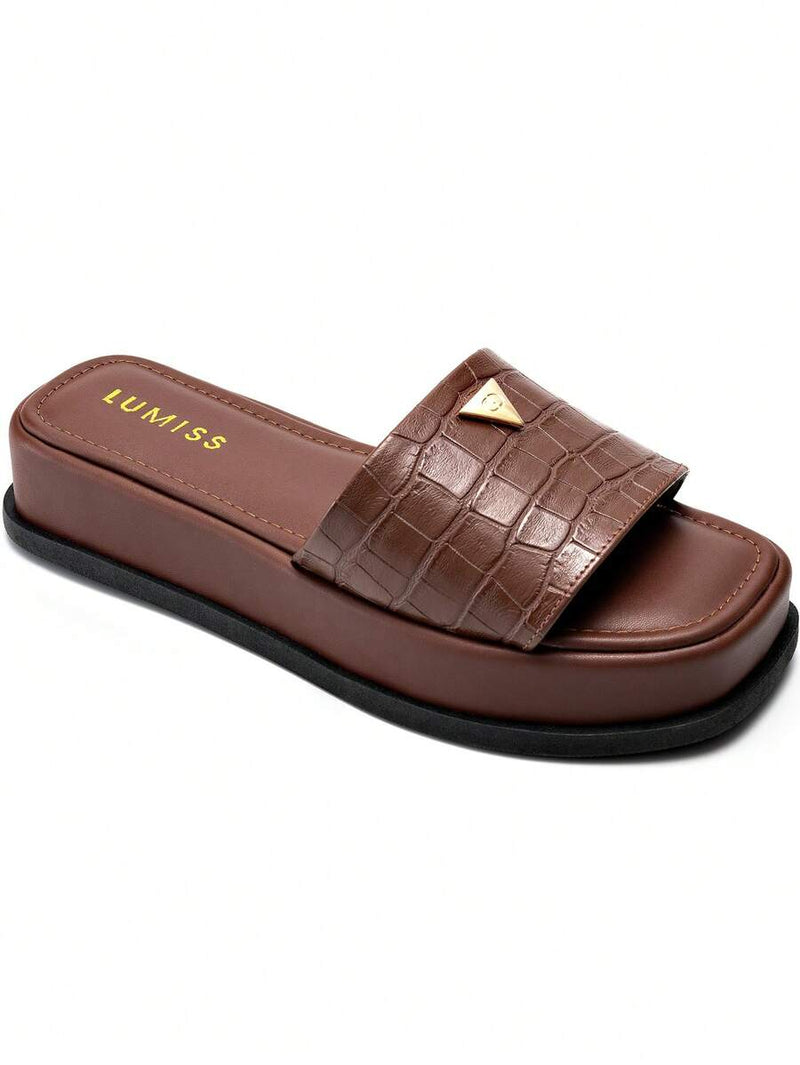 Lumiss Sandália Tamanco Feminino Flatform Confortável Chinelo Juta Lumiss