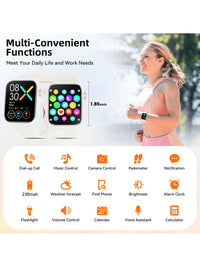 Hwagol Relógio Inteligente Atualizado 2025 (Atender/Fazer Chamadas), Tela de 1,85 Polegadas, Capacidade de Bateria de 230mAh, Relógio Inteligente Adequado para Homens e Mulheres, Rastreador de Fitness, Vários Modos Esportivos, Contador de Passos e Caloria