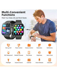 Hwagol Relógio Inteligente Atualizado 2025 (Atender/Fazer Chamadas), Tela de 1,85 Polegadas, Capacidade de Bateria de 230mAh, Relógio Inteligente Adequado para Homens e Mulheres, Rastreador de Fitness, Vários Modos Esportivos, Contador de Passos e Caloria