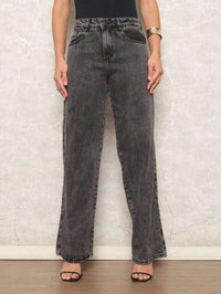 Calça Wide Leg Pantalona Jeans Feminina Cintura Alta Levanta Bumbum