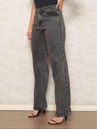 Calça Wide Leg Pantalona Jeans Feminina Cintura Alta Levanta Bumbum