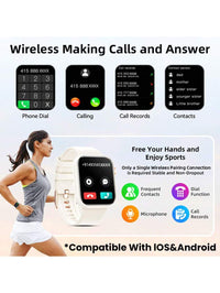 Hwagol Relógio Inteligente Atualizado 2025 (Atender/Fazer Chamadas), Tela de 1,85 Polegadas, Capacidade de Bateria de 230mAh, Relógio Inteligente Adequado para Homens e Mulheres, Rastreador de Fitness, Vários Modos Esportivos, Contador de Passos e Caloria