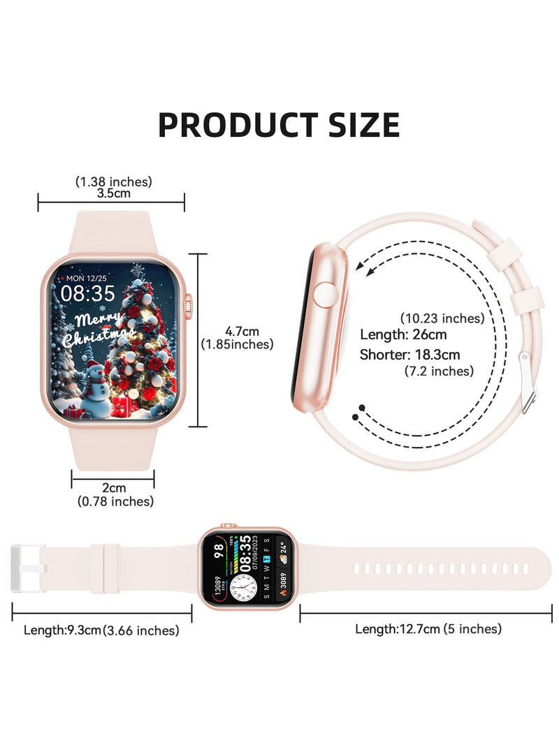 Hwagol Relógio Inteligente Atualizado 2025 (Atender/Fazer Chamadas), Tela de 1,85 Polegadas, Capacidade de Bateria de 230mAh, Relógio Inteligente Adequado para Homens e Mulheres, Rastreador de Fitness, Vários Modos Esportivos, Contador de Passos e Caloria