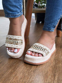 Sandália Tamanco Feminina Detalhe em Pedraria Confortável Luxo Moda