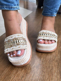 Sandália Tamanco Feminina Detalhe em Pedraria Confortável Luxo Moda