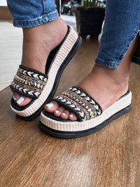 Sandália Tamanco Feminina Detalhe em Pedraria Confortável Luxo Moda