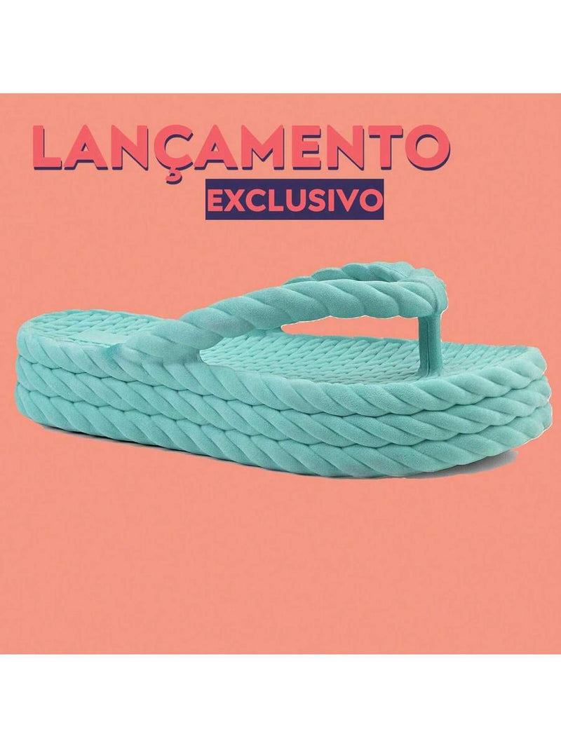 Sandália Plataforma Trança Nuvem Feminina Moda Confortável Leve Macio