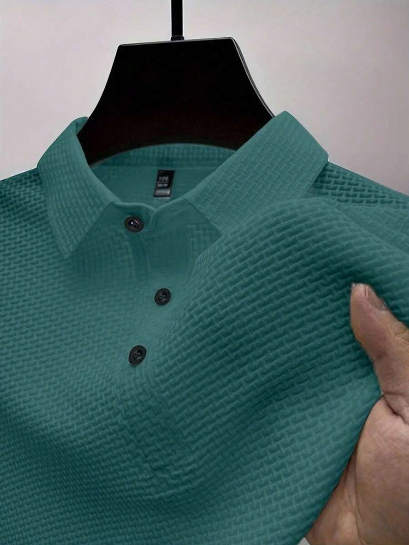 Manfinity Homme Camisa Polo Casual Masculina Sólida e Texturizada para o Verão, para Golfe