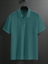 Manfinity Homme Camisa Polo Casual Masculina Sólida e Texturizada para o Verão, para Golfe