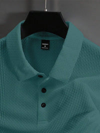 Manfinity Homme Camisa Polo Casual Masculina Sólida e Texturizada para o Verão, para Golfe