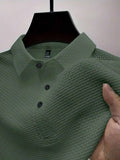 Manfinity Homme Camisa Polo Casual Masculina Sólida e Texturizada para o Verão, para Golfe