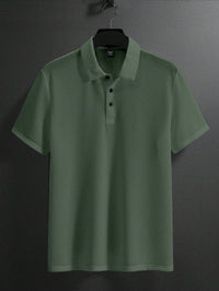 Manfinity Homme Camisa Polo Casual Masculina Sólida e Texturizada para o Verão, para Golfe