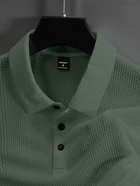 Manfinity Homme Camisa Polo Casual Masculina Sólida e Texturizada para o Verão, para Golfe