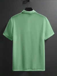 Manfinity Homme Camisa Polo Casual Masculina Sólida e Texturizada para o Verão, para Golfe