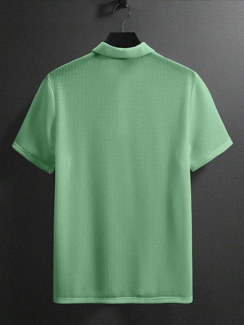 Manfinity Homme Camisa Polo Casual Masculina Sólida e Texturizada para o Verão, para Golfe