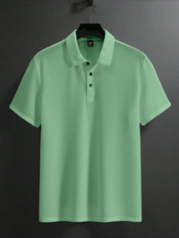 Manfinity Homme Camisa Polo Casual Masculina Sólida e Texturizada para o Verão, para Golfe