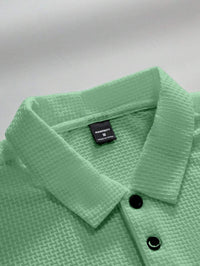 Manfinity Homme Camisa Polo Casual Masculina Sólida e Texturizada para o Verão, para Golfe